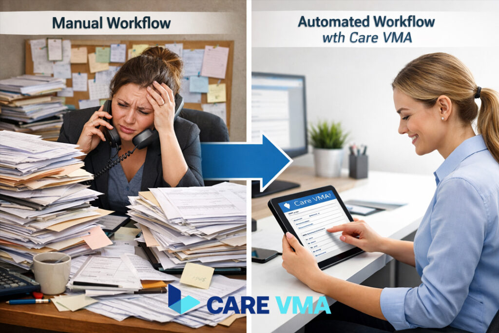 A comparison of a manual, paper-based patient enrollment workflow versus a streamlined, digital workflow, demonstrating the benefits of automation.