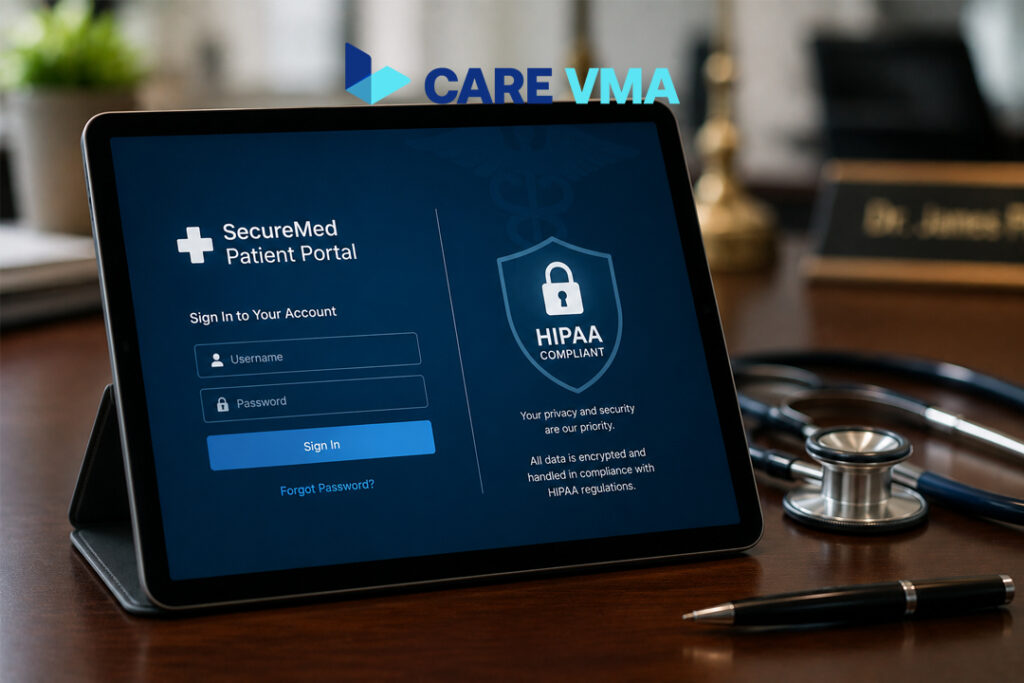 HIPAA-compliant software interface for secure patient data management.