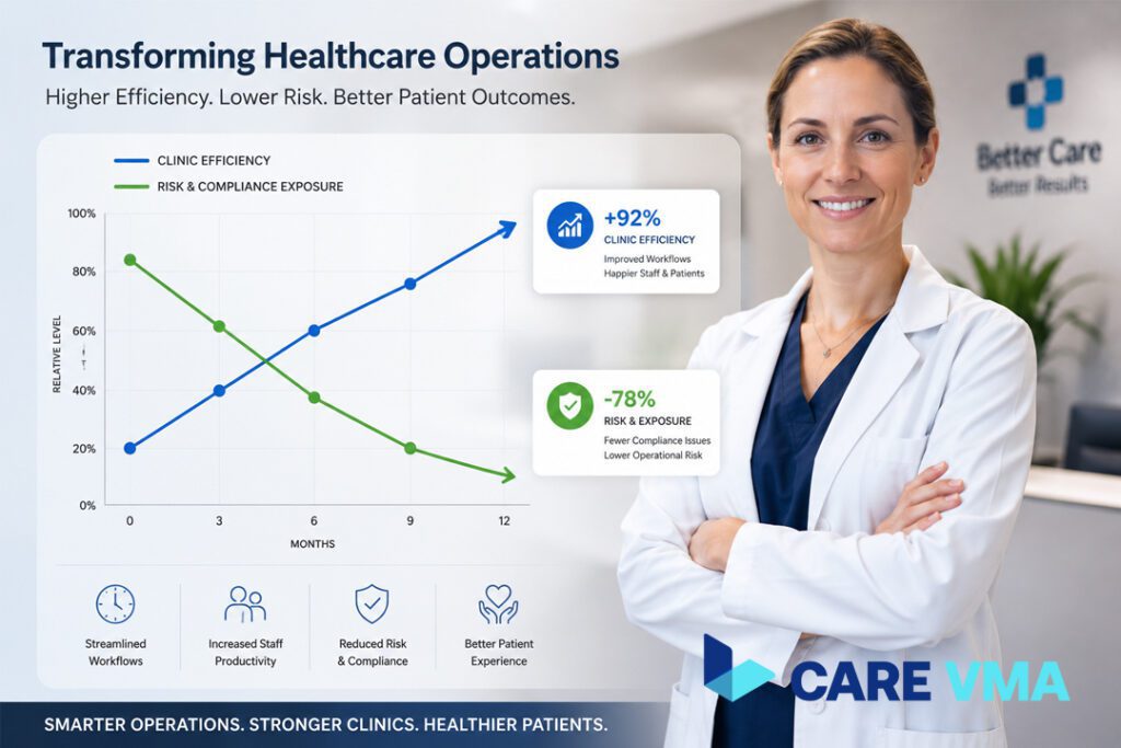 ROI graph showing the relationship between HIPAA compliance and increased medical practice efficiency.