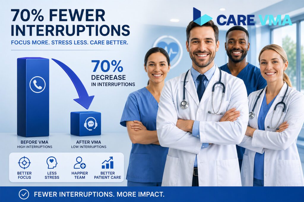 Visual representation of ROI and reduced physician burnout through intelligent call routing.