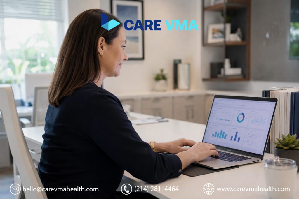 Practice manager reviewing virtual medical assistant tool workflow and performance