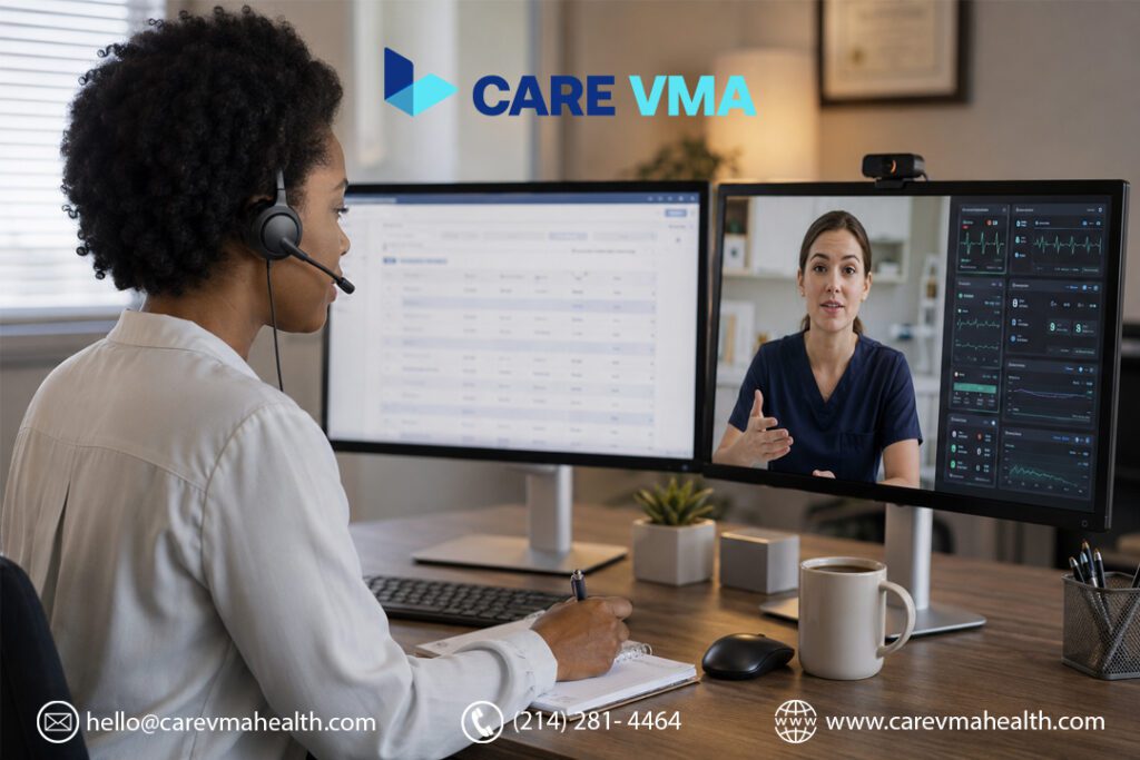 Virtual medical assistant coordinating chronic care and monitoring follow-up with clinic staff
